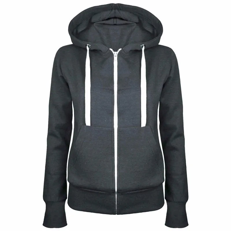2023 Fashion Trend Zipper Hooded Long-sleeved Plus Cashmere Sweater Coat by My Store