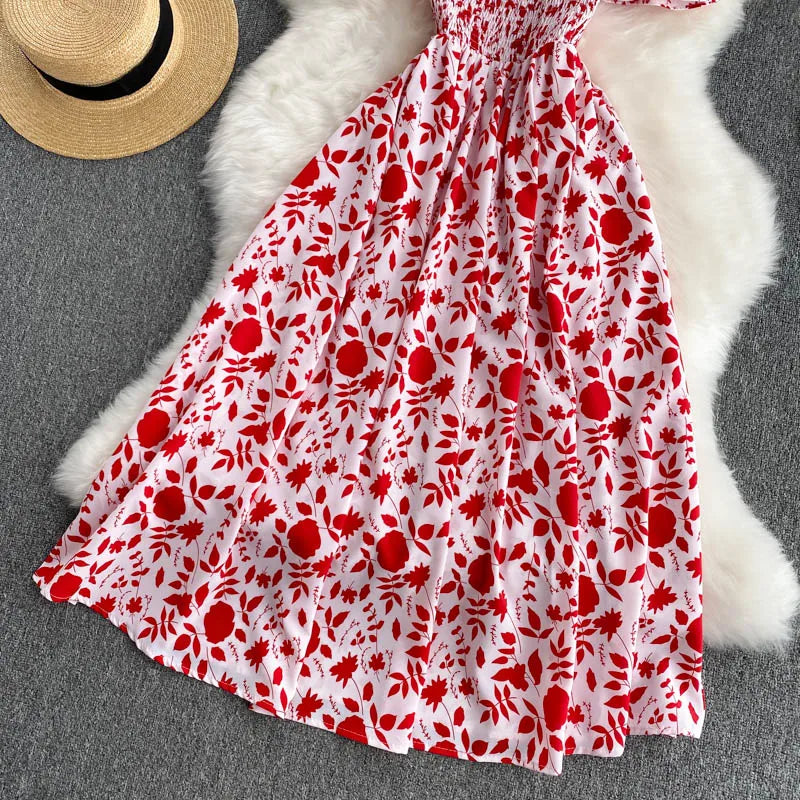Summer 2026 Midi Dress Women Casual Off Shoulder Short Sleeve Vacation Beach Robe Female Clothing by DERILUJA LLC