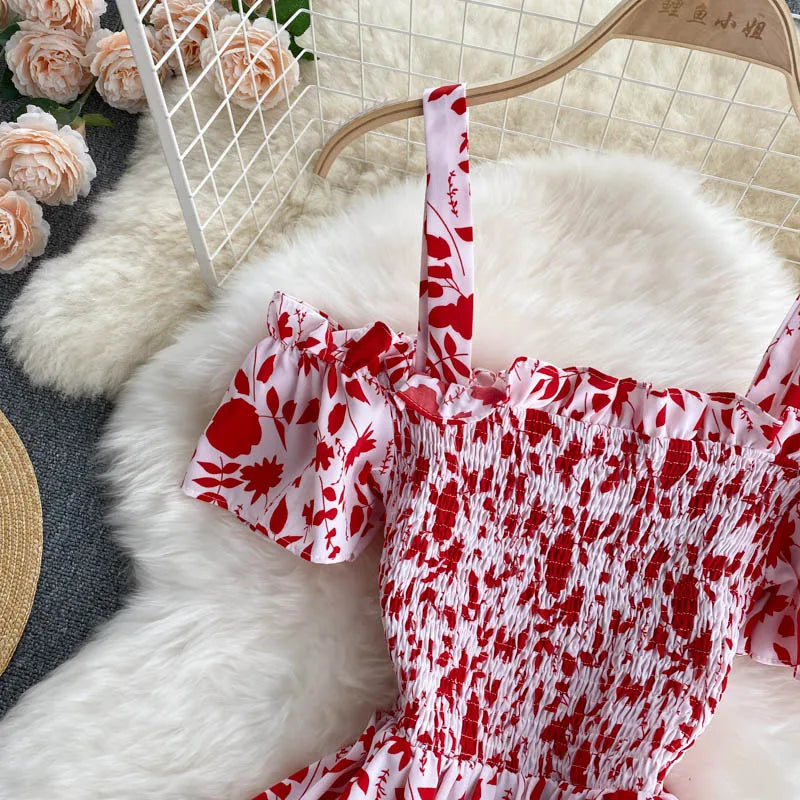 Summer 2026 Midi Dress Women Casual Off Shoulder Short Sleeve Vacation Beach Robe Female Clothing by DERILUJA LLC