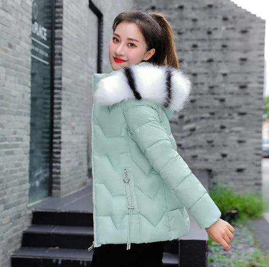 Women’s Plus-Size Hooded Down Parka – Short Winter Coat