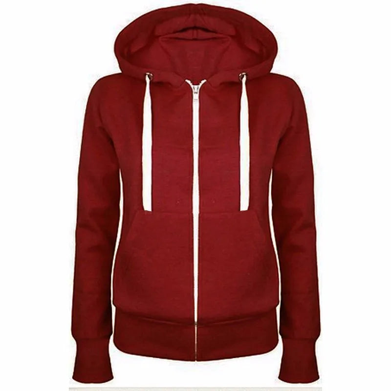 2023 Fashion Trend Zipper Hooded  Long-sleeved Plus Cashmere Sweater Coat