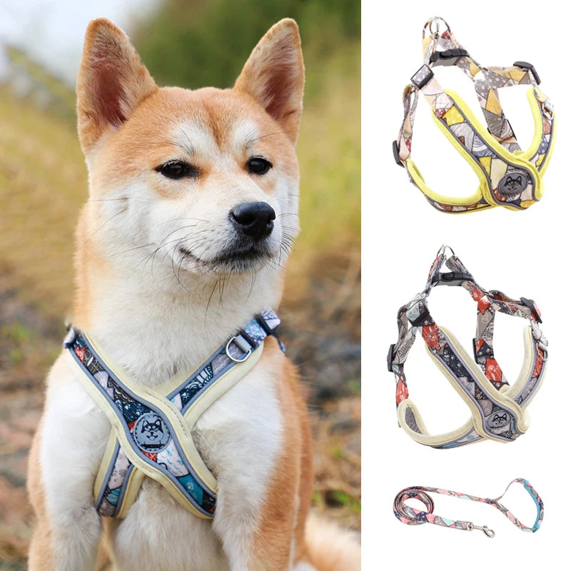 Luxury Pet Vest Harnesses for Small Medium Dogs Adjustable Mesh Puppy Dog Harness and Leash Set Shiba Inu Leads mascotas Chain by Badon Shop LLC