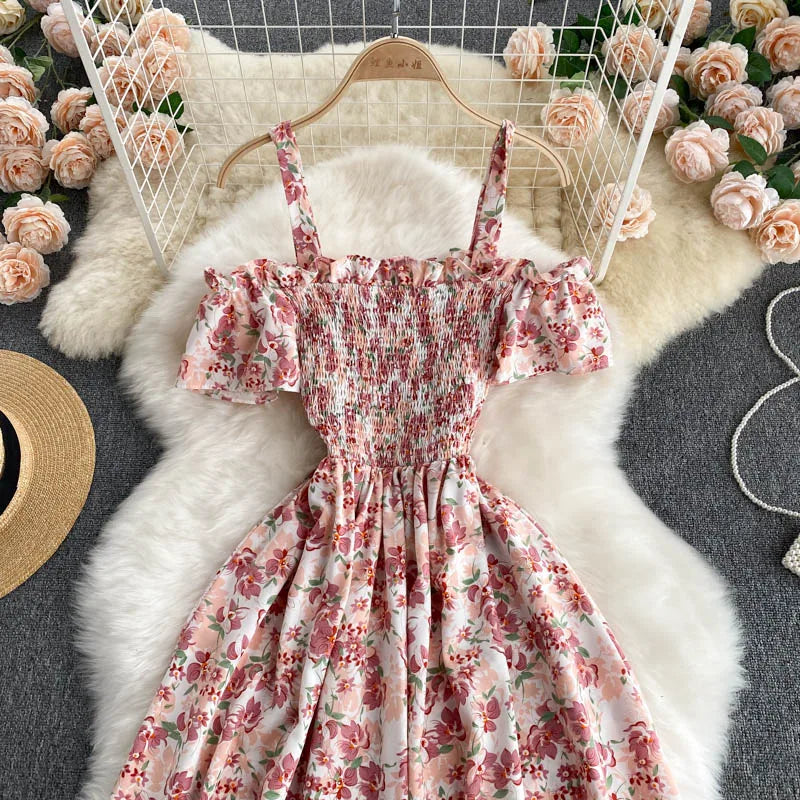 Summer 2026 Midi Dress Women Casual Off Shoulder Short Sleeve Vacation Beach Robe Female Clothing by DERILUJA LLC