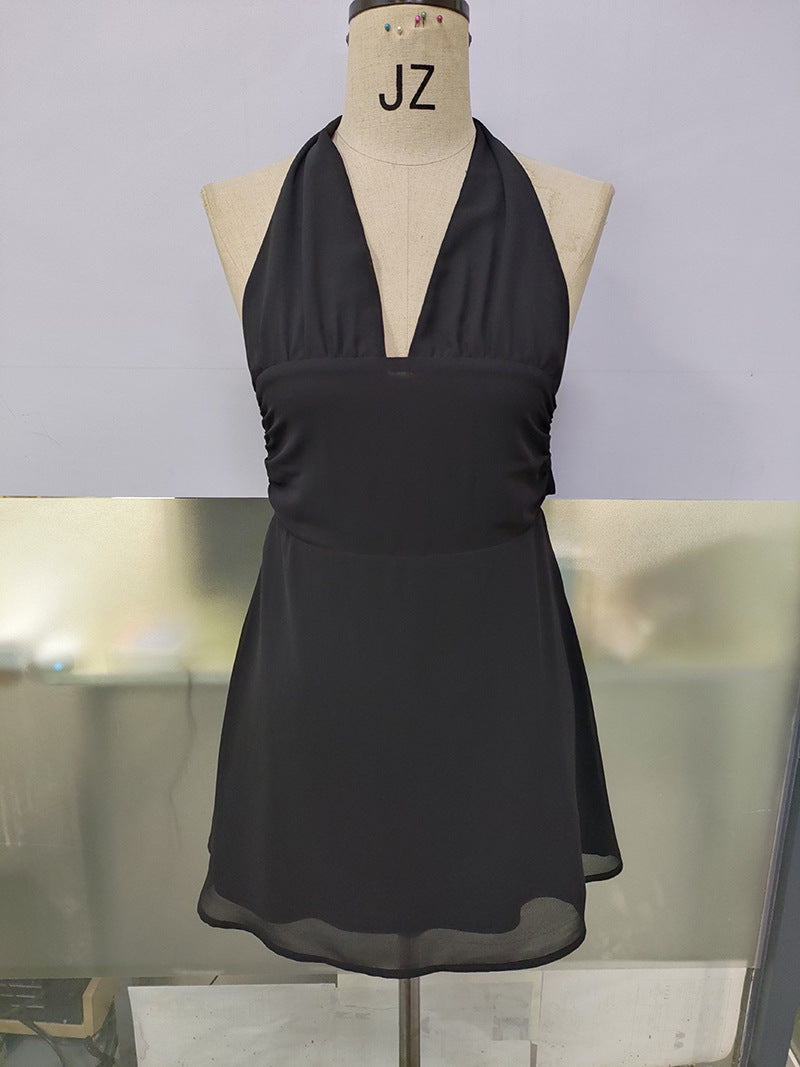 Spot European and American Cross-Border Women's Clothing Strappy Deep V Tight Skirt Sexy Sexy Backless Strappy Waist Dress by DERILUJA LLC