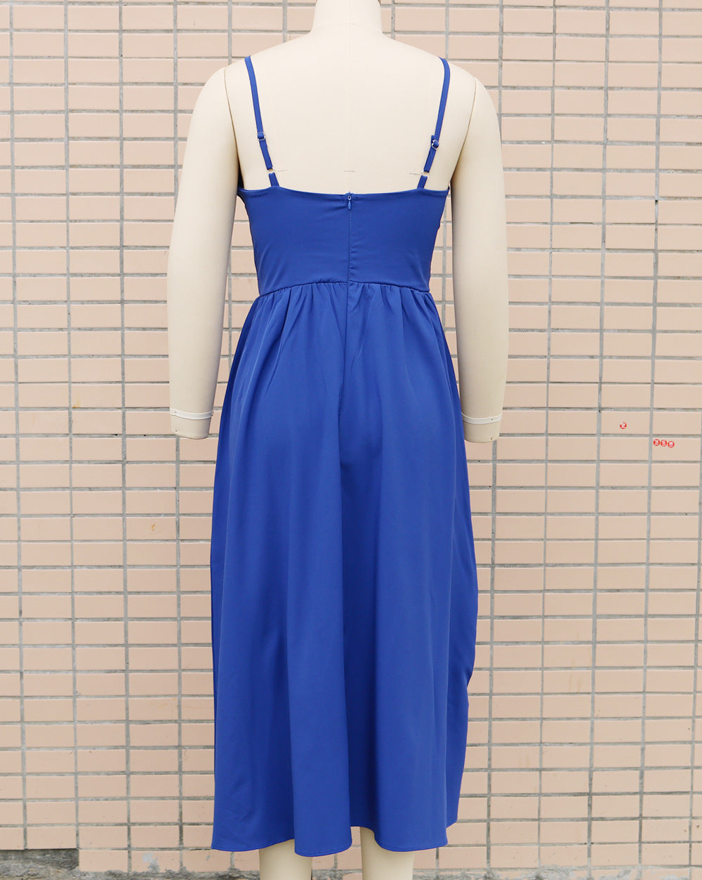 Europe and the United States cross-border foreign trade new women's Amazon suspenders V-neck large pendulum dress slim-fit backless mid-length dress by DERILUJA LLC