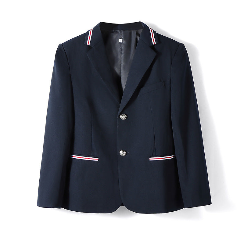 Unisex Preppy School Uniform Blazer – Multiple Trim Styles — Men’s Navy Ribbon Trim