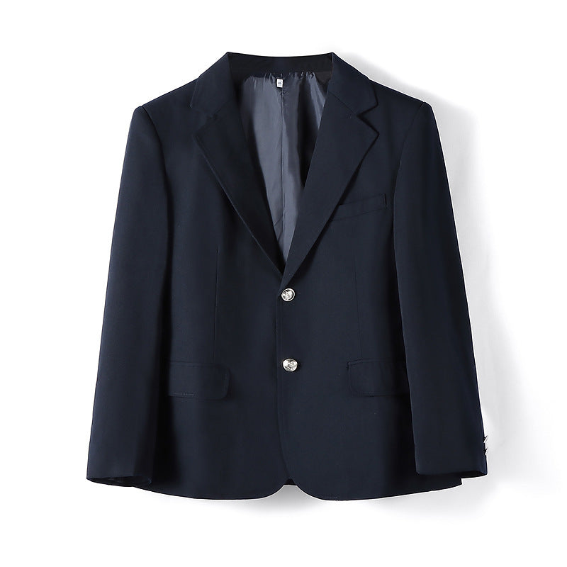 Unisex Preppy School Uniform Blazer – Multiple Trim Styles — Men’s Solid Navy