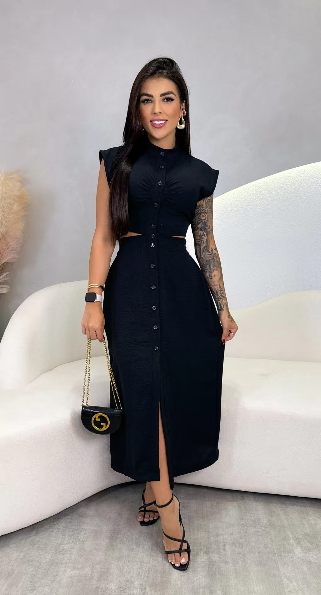 Brand 2025 Spring Lolita Sweet Women's Polyester Stand Collar Oversized Skirt Dress Early Autumn Dress Set by DERILUJA LLC