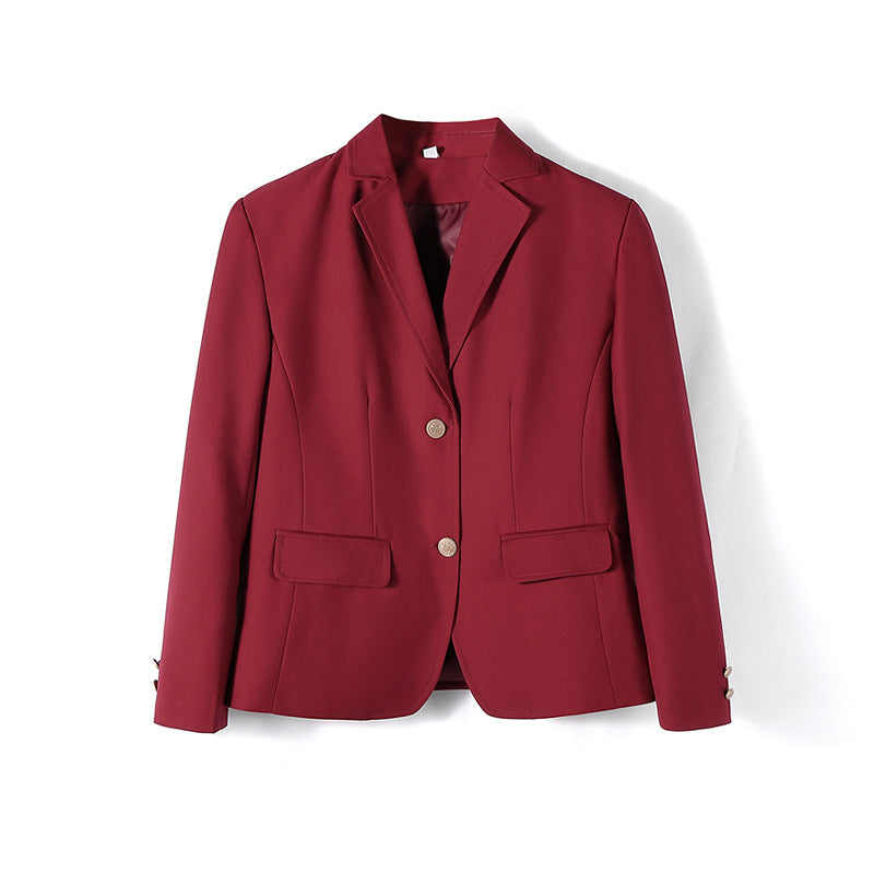Unisex Preppy School Uniform Blazer – Multiple Trim Styles — Women’s Classic Burgundy