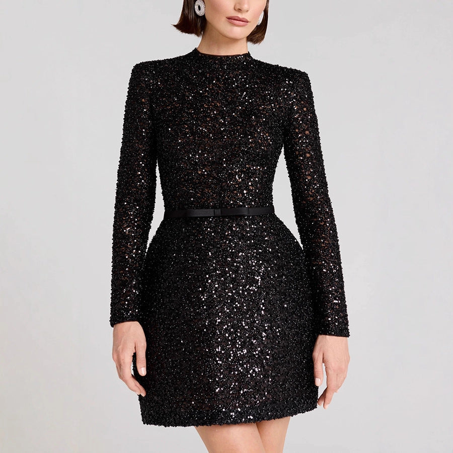 Sequined long sleeved dress by eprolo