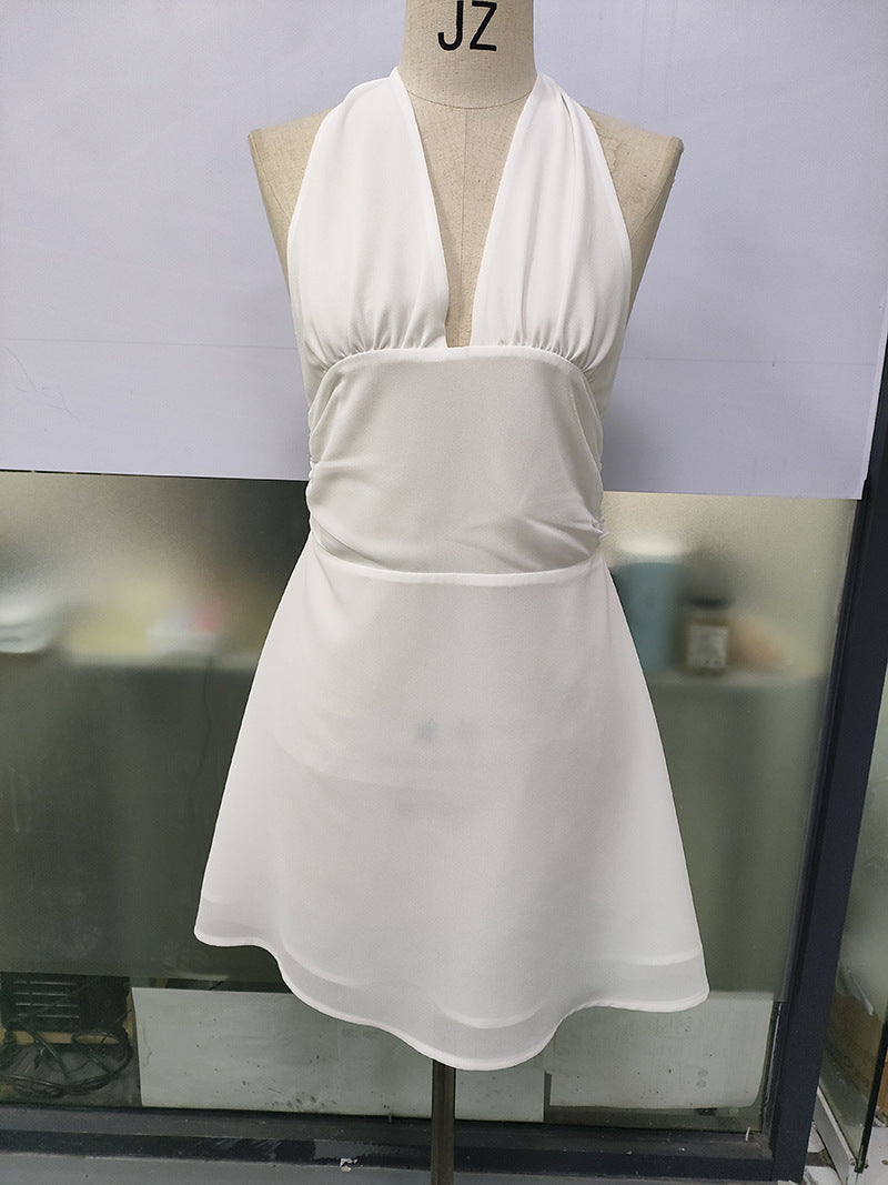 Spot European and American Cross-Border Women's Clothing Strappy Deep V Tight Skirt Sexy Sexy Backless Strappy Waist Dress by DERILUJA LLC