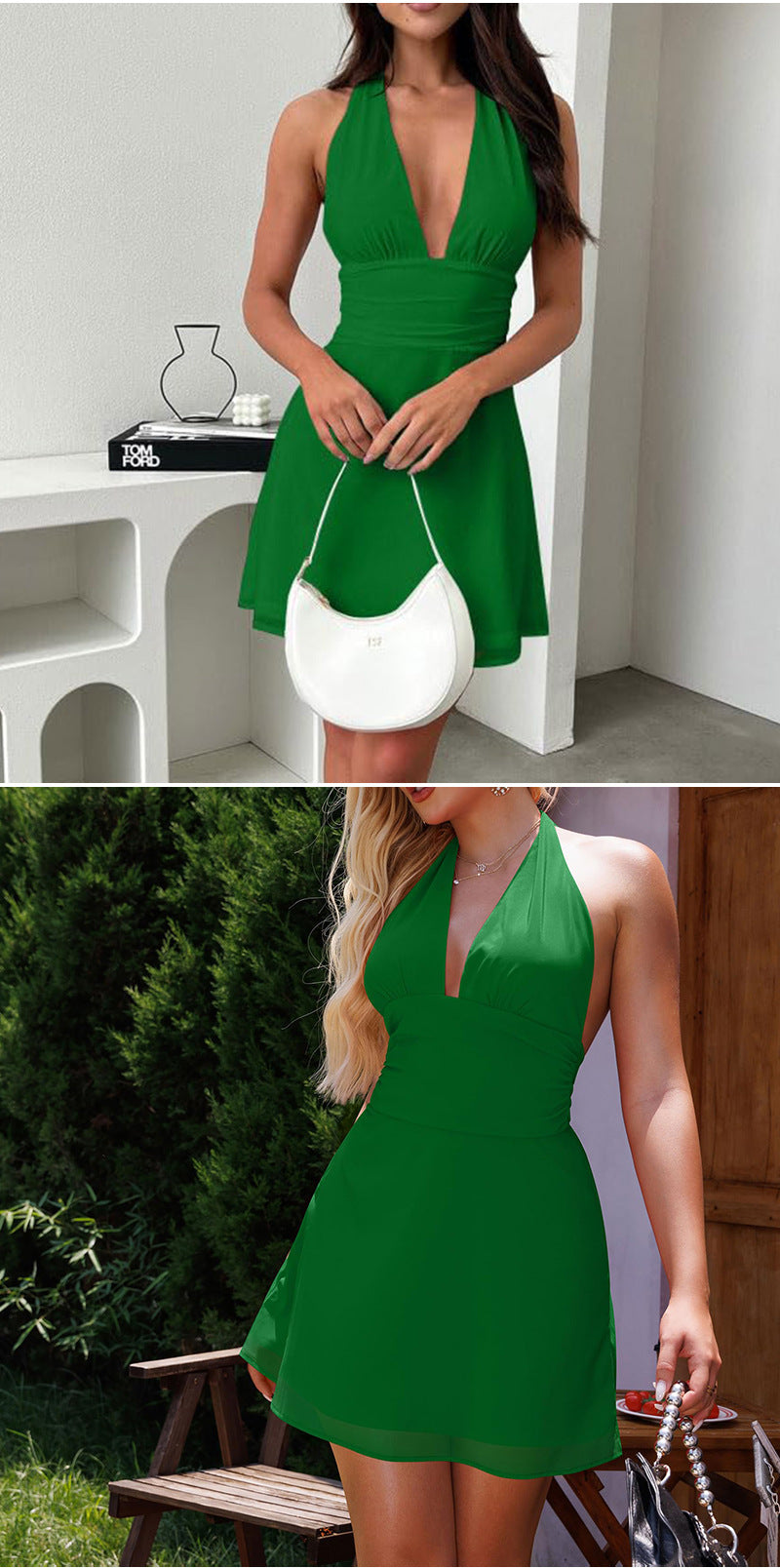 Spot European and American Cross-Border Women's Clothing Strappy Deep V Tight Skirt Sexy Sexy Backless Strappy Waist Dress by DERILUJA LLC