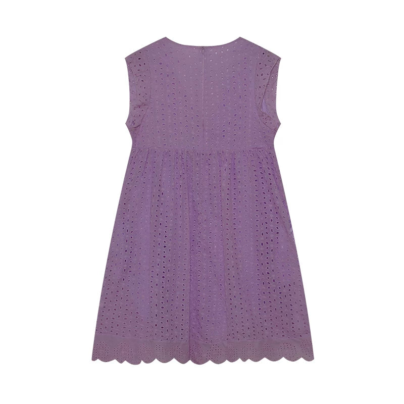 2026 Lace Jacquard Hollowed out V-neck Dress with Pocket Lining Shorts New Women's Fashion Elegant Casual Dress by DERILUJA LLC
