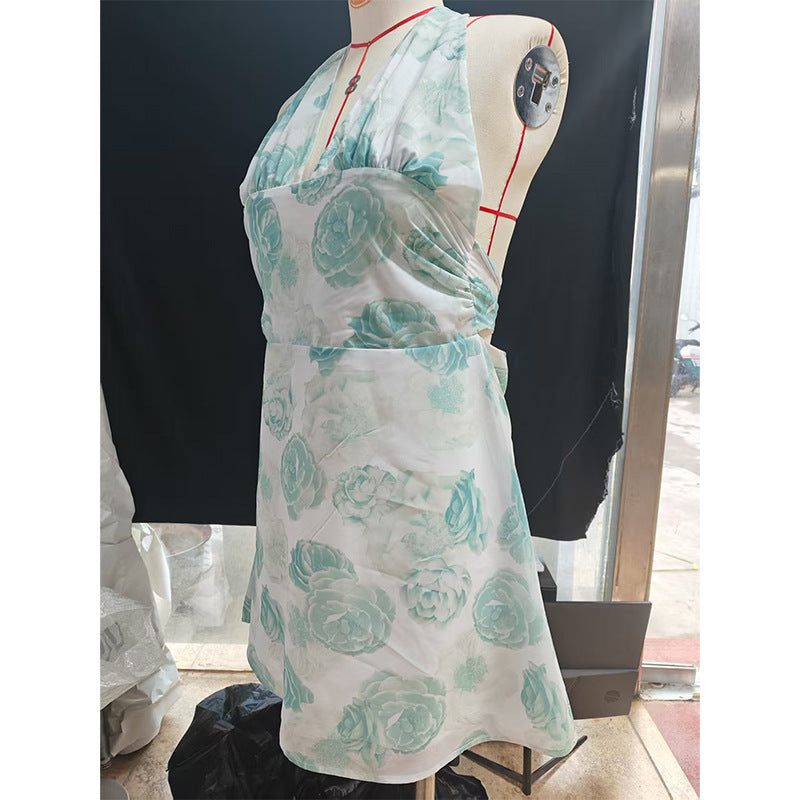 Spot European and American Cross-Border Women's Clothing Strappy Deep V Tight Skirt Sexy Sexy Backless Strappy Waist Dress by DERILUJA LLC