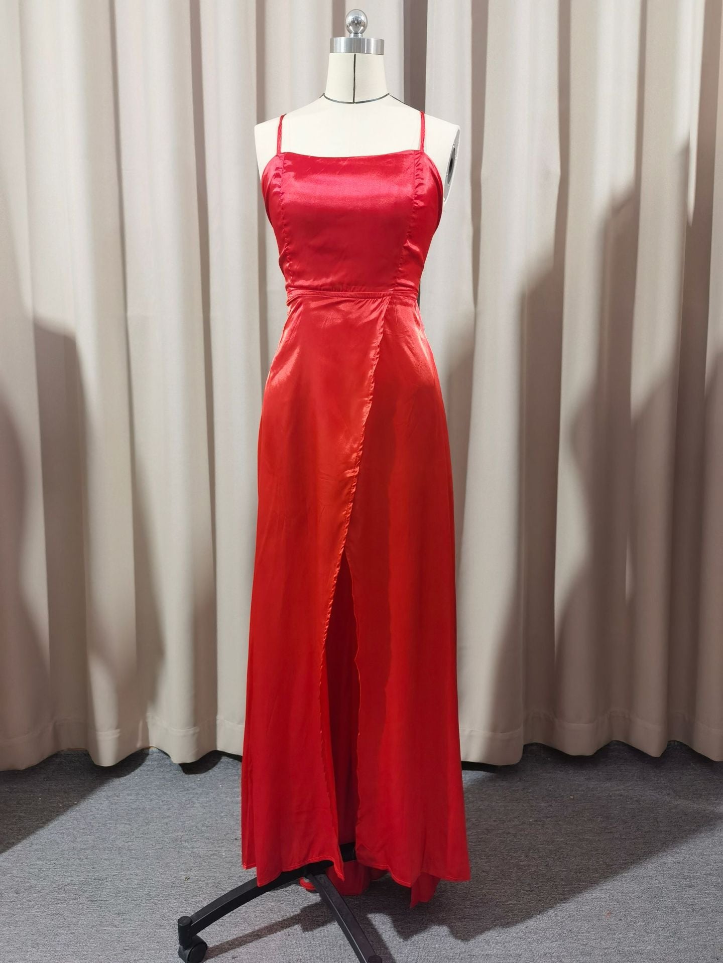 2023 Amazon European and American cross-border new bridesmaid dress long dress small tail strap solid color banquet evening dress by DERILUJA LLC