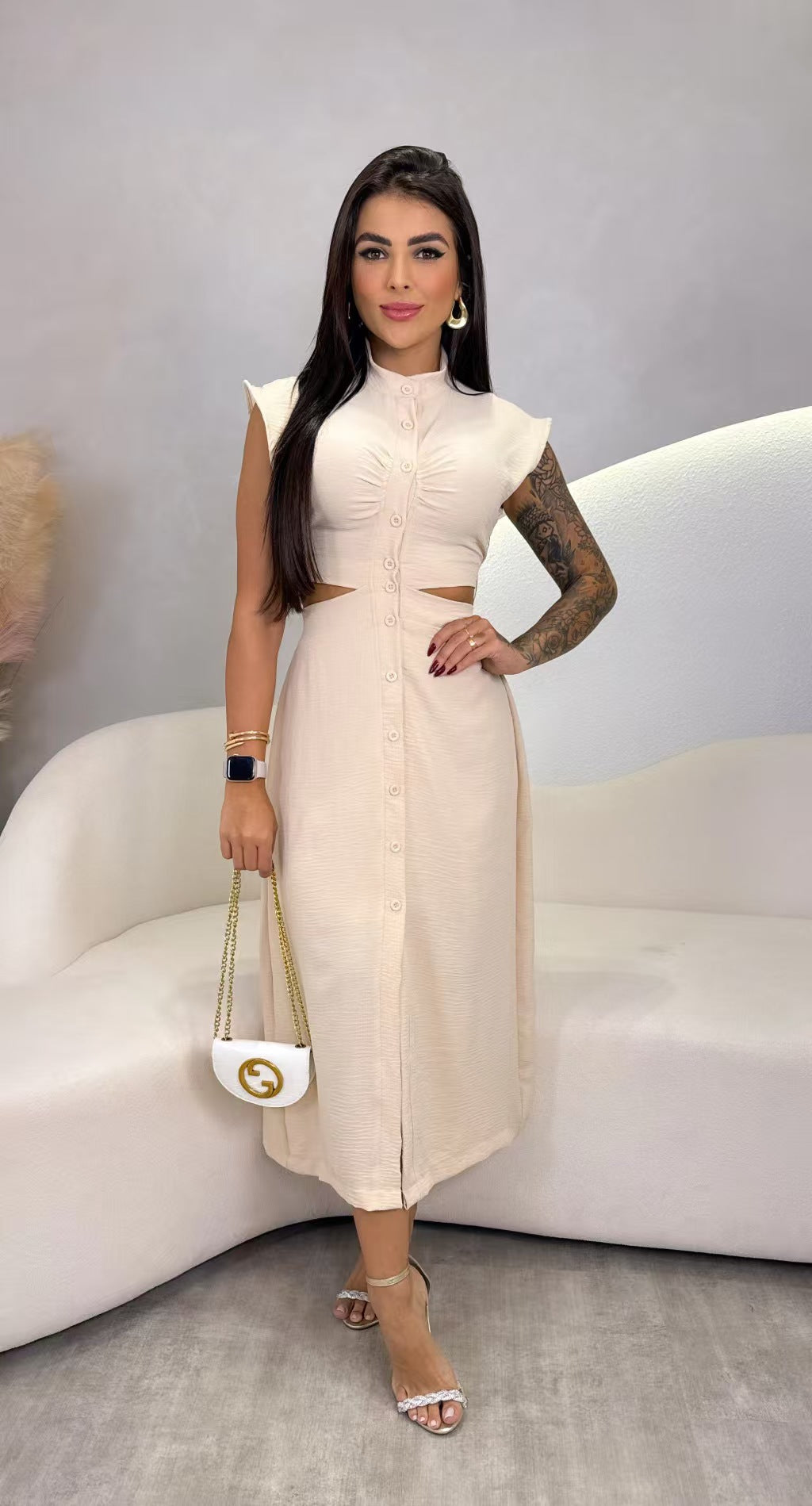 Brand 2025 Spring Lolita Sweet Women's Polyester Stand Collar Oversized Skirt Dress Early Autumn Dress Set by DERILUJA LLC