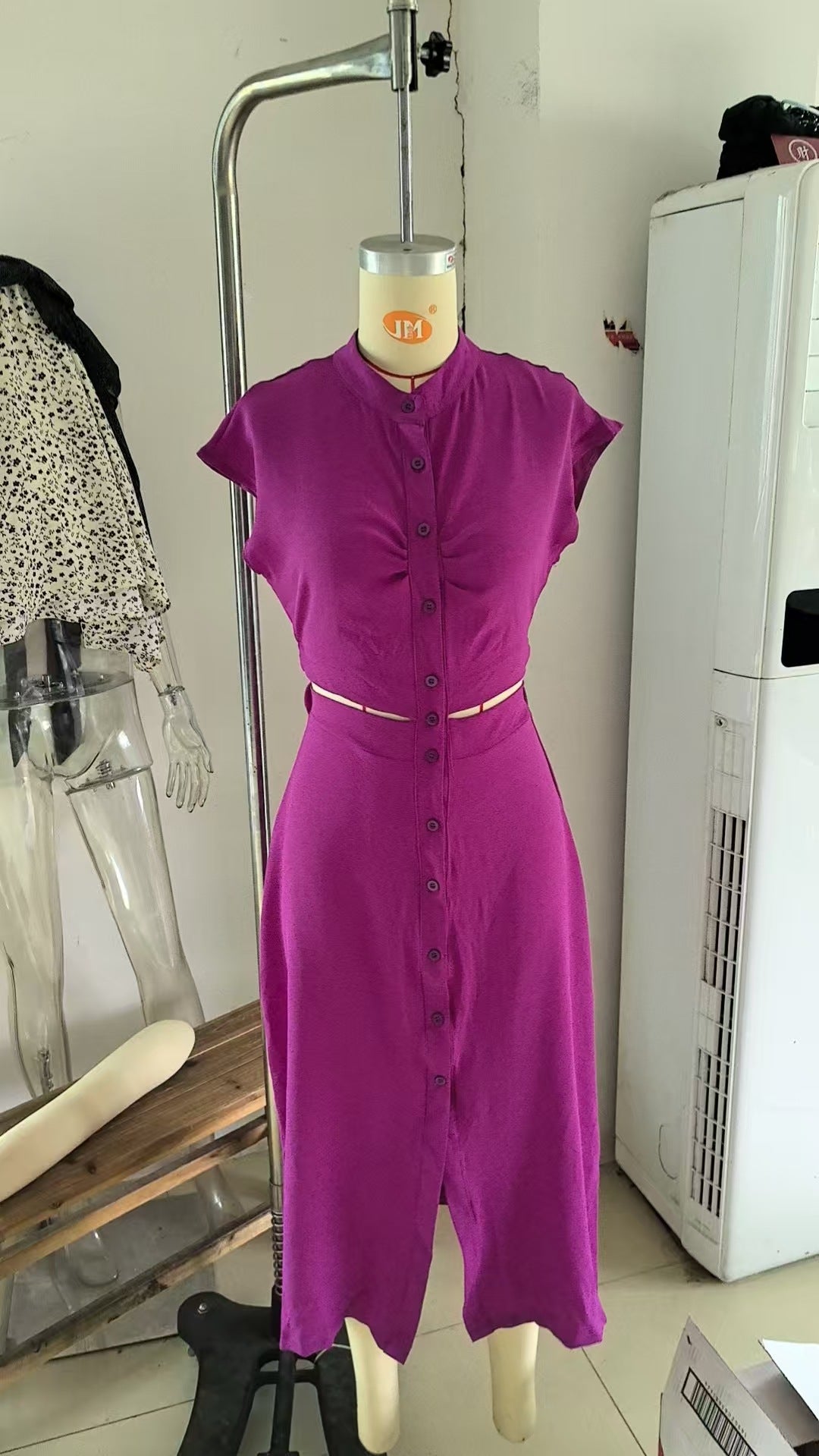 Brand 2025 Spring Lolita Sweet Women's Polyester Stand Collar Oversized Skirt Dress Early Autumn Dress Set by DERILUJA LLC