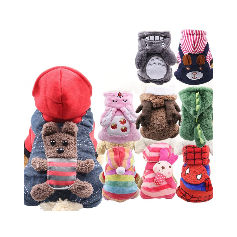 Cross-Border Pet Dog Clothes, Cat Autumn and Winter Four-Legged Cotton Coat, Cartoon Transformation Clothing, Cat Clothing, Dog Clothing Supplies by DERILUJA LLC