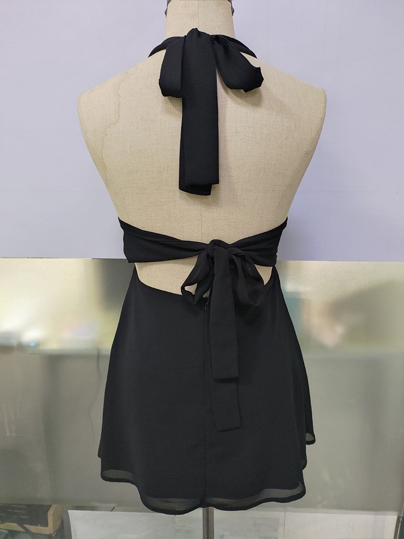 Spot European and American Cross-Border Women's Clothing Strappy Deep V Tight Skirt Sexy Sexy Backless Strappy Waist Dress by DERILUJA LLC
