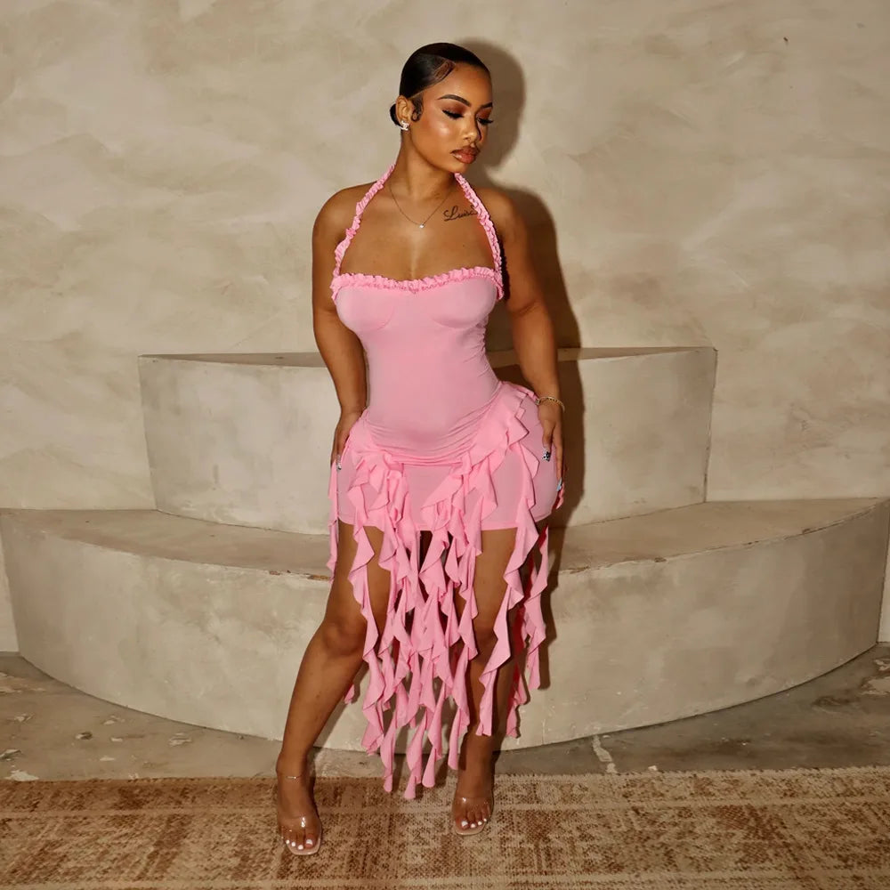 Women Sleeveless Strapless Halter Long Dress Summer Streetwear Beach Tassel Evening 2026 Night Party Dresses Vestidos by DERILUJA LLC