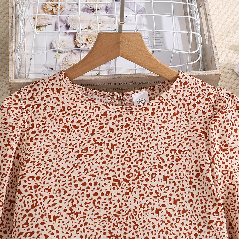 Kids Casual Dress for Girls 2026 New Spring Autumn Teenager Full Printing Long-Sleeved Dress Princess Dress Kids Daily Clothes