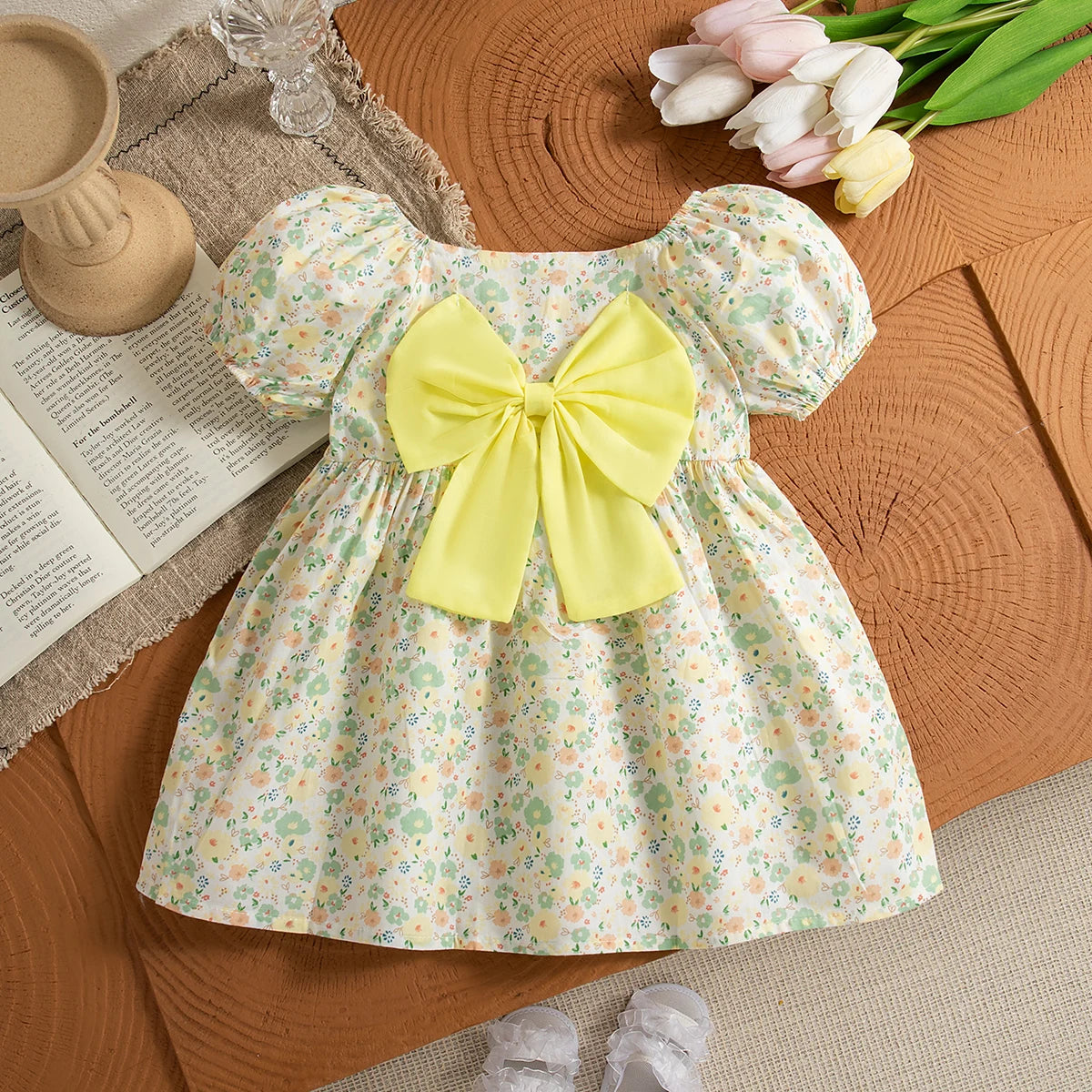 Baby Clothes Girl Summer Full Printed With Bow Decoration Girls' Dresses Cute Coolred Girl Kid's Dress Children's Princess Dress by DERILUJA LLC
