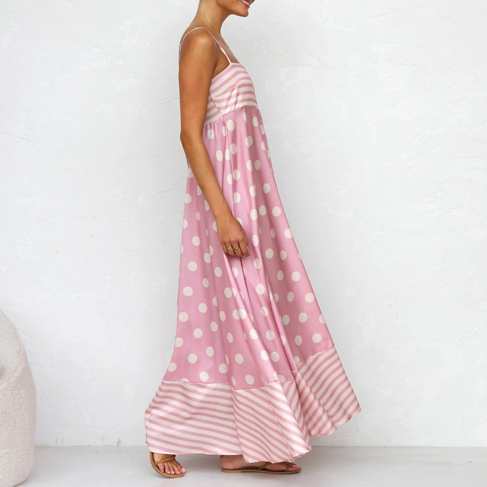 Women Sun Long Dress Swing Dress Slip Dress Spaghetti Straps Floral Backless Dresses Summer Lady Elegant Holiday Outfits by DERILUJA LLC