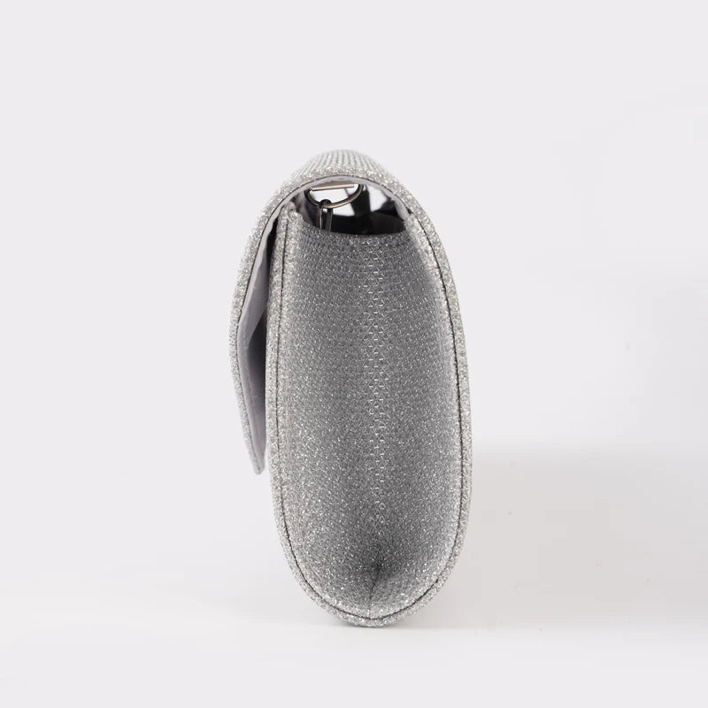 Glitter Envelope Handbag Women Silver Shiny Chain Shoulder Bag Ladies Mini Crossbody Flap Fashion Small Dress Day Clutch by DERILUJA LLC