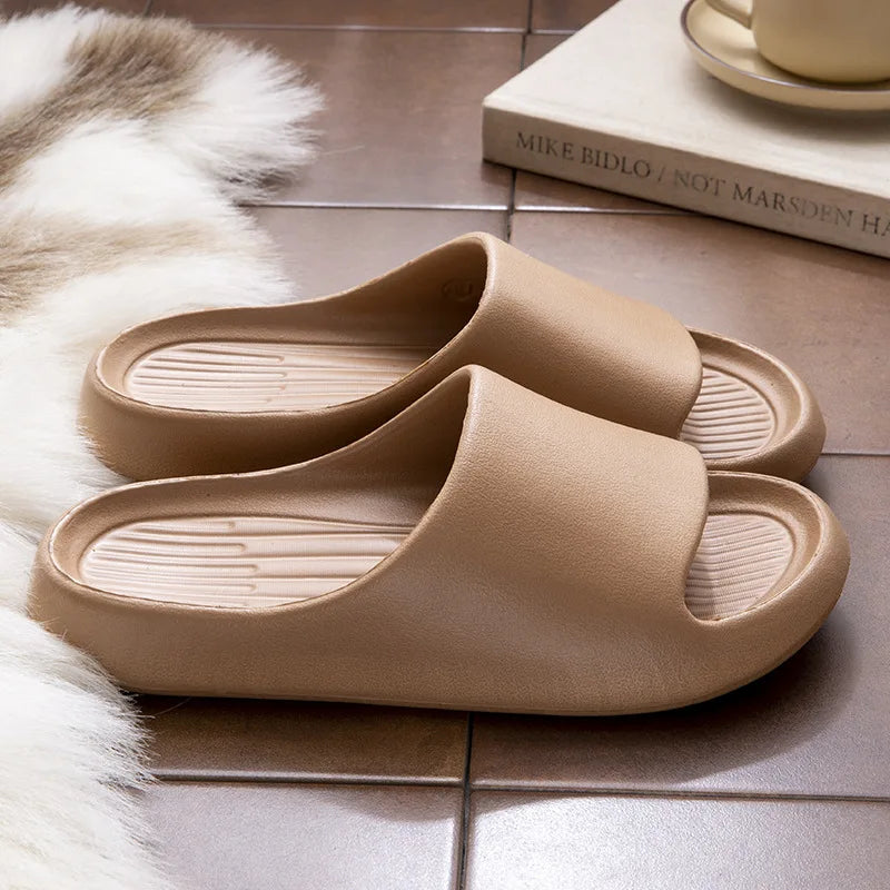 House Cloud Slippers Women Floral Slide Sandals Plus Size Soft Beach Shoes Flat Summer Indoor Outdoor Footwear Eva Home Men by DERILUJA LLC