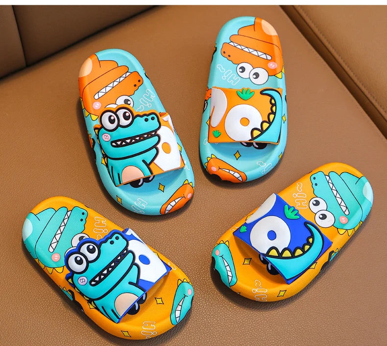 Cartoon Dinosaur Children Slippers Boy Girls Casual Shoes Flat Beach Water Shoes Indoor Soft Kids Cute Flip Flops for Boy Girl by DERILUJA LLC