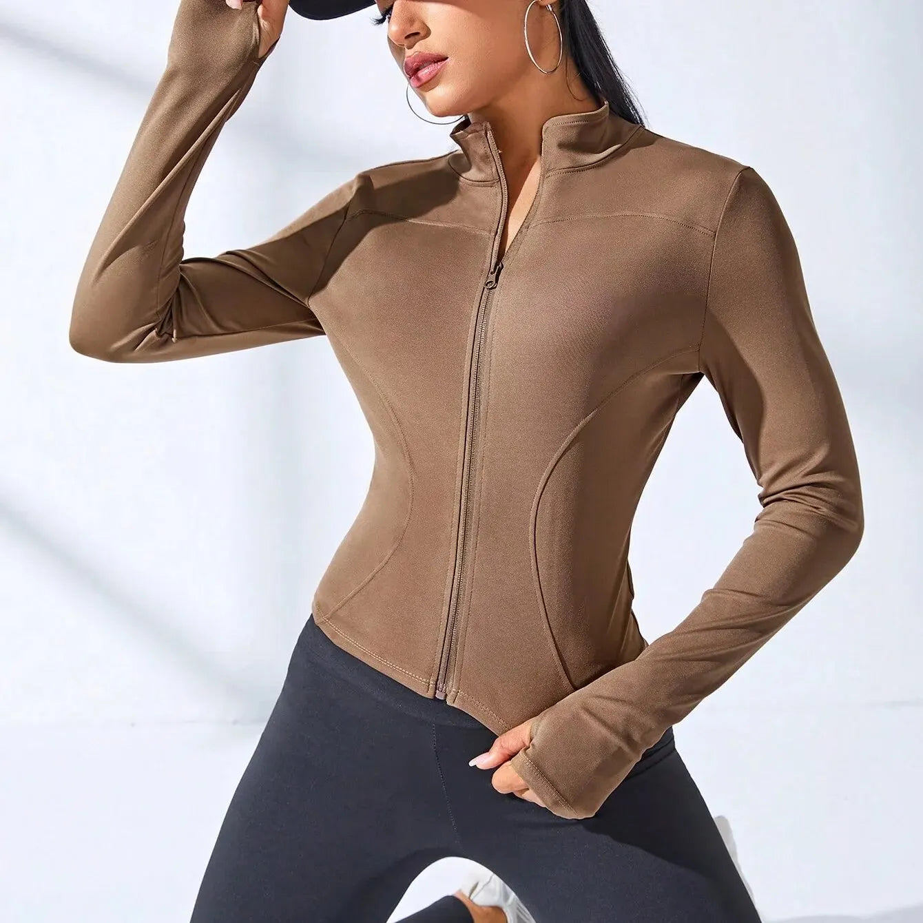 2024 New Yoga Coat Short Sports Jacket WOMEN'S Fitness Clothes Slimming Body Sculpting Zipper Yoga Jacket by DERILUJA LLC