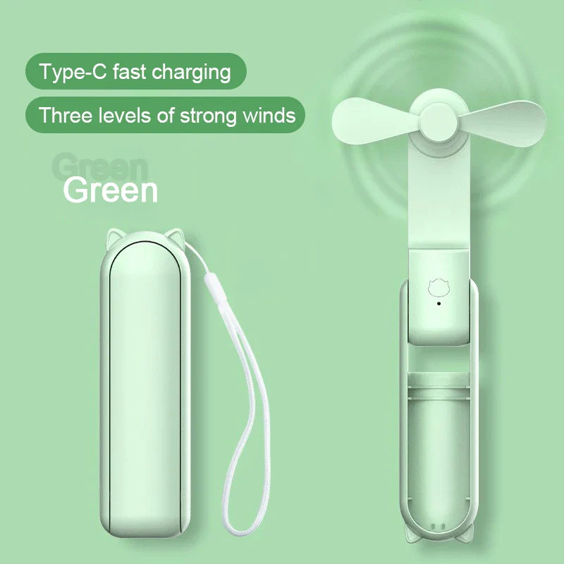 Foldable Rechargeable Mini Fan by DERILUJA LLC