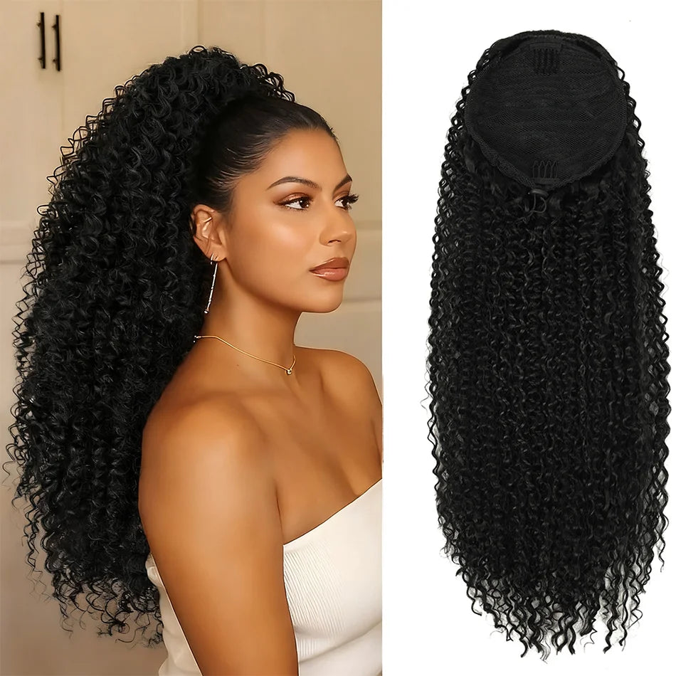 BOL Synthetic Curly Ponytail Extension Kinky Curly Hair Soft Drawstring Ombre Burgundy Ponytail Fake Hair Extension for Women by DERILUJA LLC