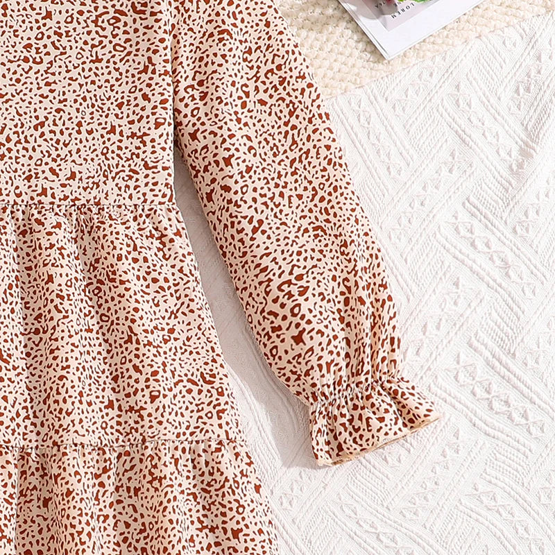 Kids Casual Dress for Girls 2026 New Spring Autumn Teenager Full Printing Long-Sleeved Dress Princess Dress Kids Daily Clothes