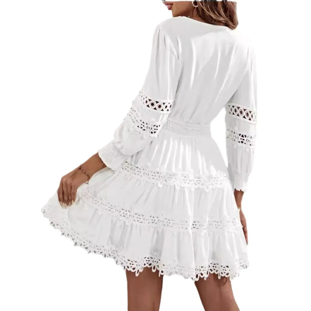 Mini Dress Women Spring Casual Elegant Vintage Patchwork Office Dresses For Women Robe by DERILUJA LLC