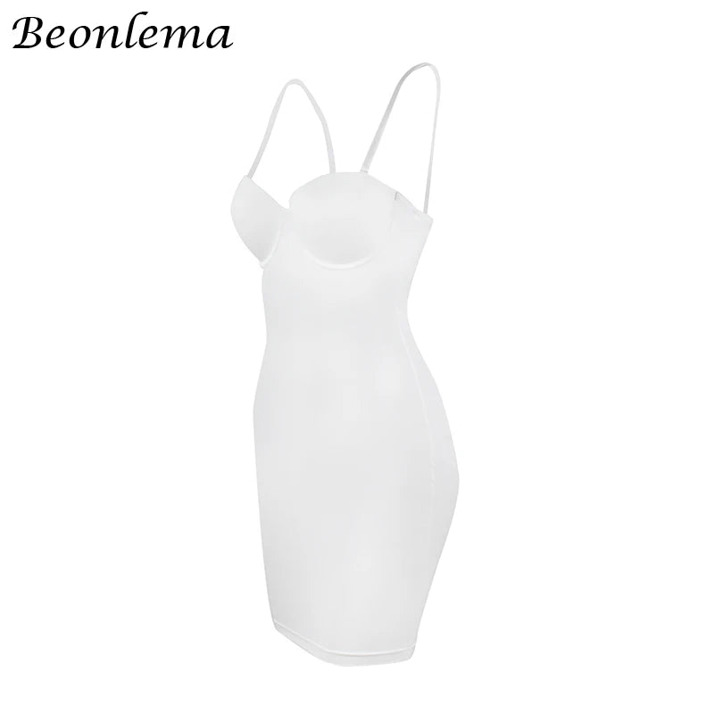 Short Bodycon Dress Backless Skinny Straps Solid Casual Sleeveless Summer High Waist Club Slim Mini Dresses Ladies Basic by DERILUJA LLC