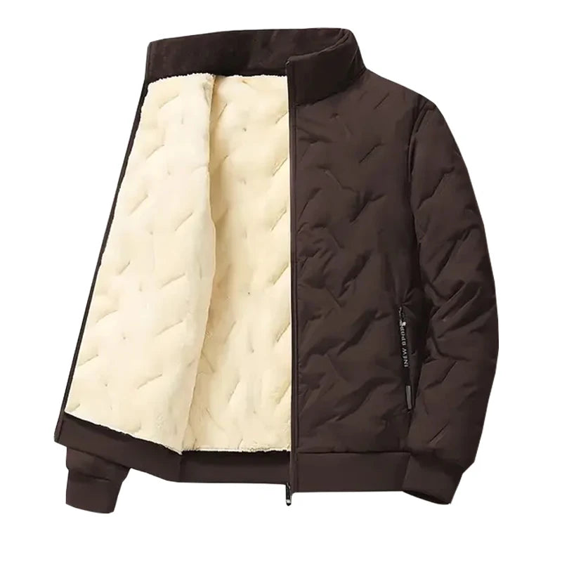 Men's autumn and winter sports suit stand collar casual cardigan jacket outdoor thick warm cotton jacket and pants two-piece set by Badon Shop LLC