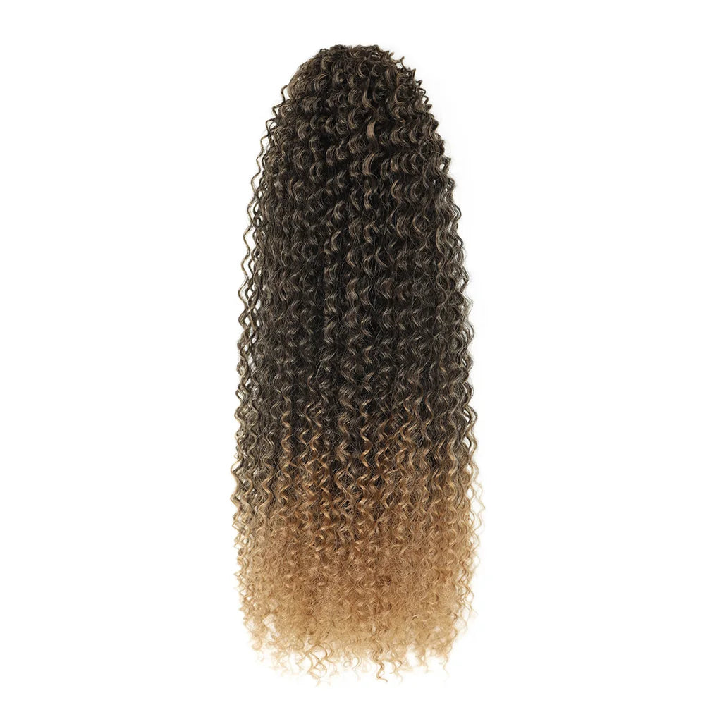 Synthetic Ponytail 24inch Kinky Curly Ponytail Drawstring Chip-In Hair Extension Organic Overhead Ponytail For Women by DERILUJA LLC