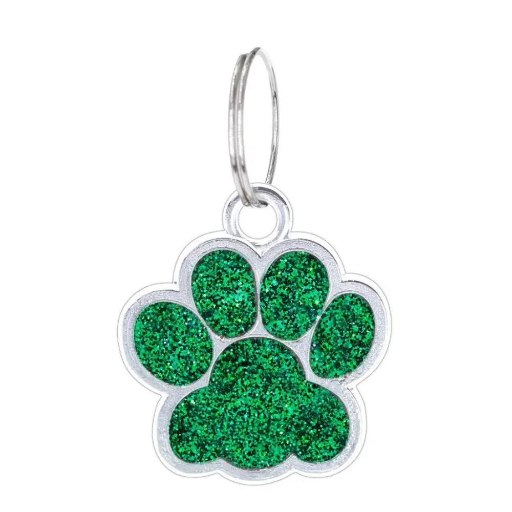 Cat Dog Paw Print Dog Cat Tags Personalized Anti-Lost Pet Glitter Pendant with Hook Exquisite Pet Collar Tag Pendant Puppy by DERILUJA LLC
