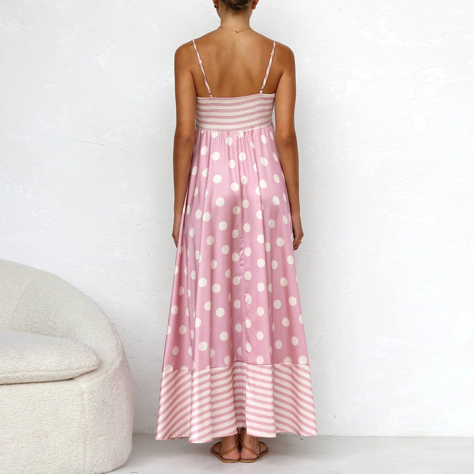 Women Sun Long Dress Swing Dress Slip Dress Spaghetti Straps Floral Backless Dresses Summer Lady Elegant Holiday Outfits by DERILUJA LLC