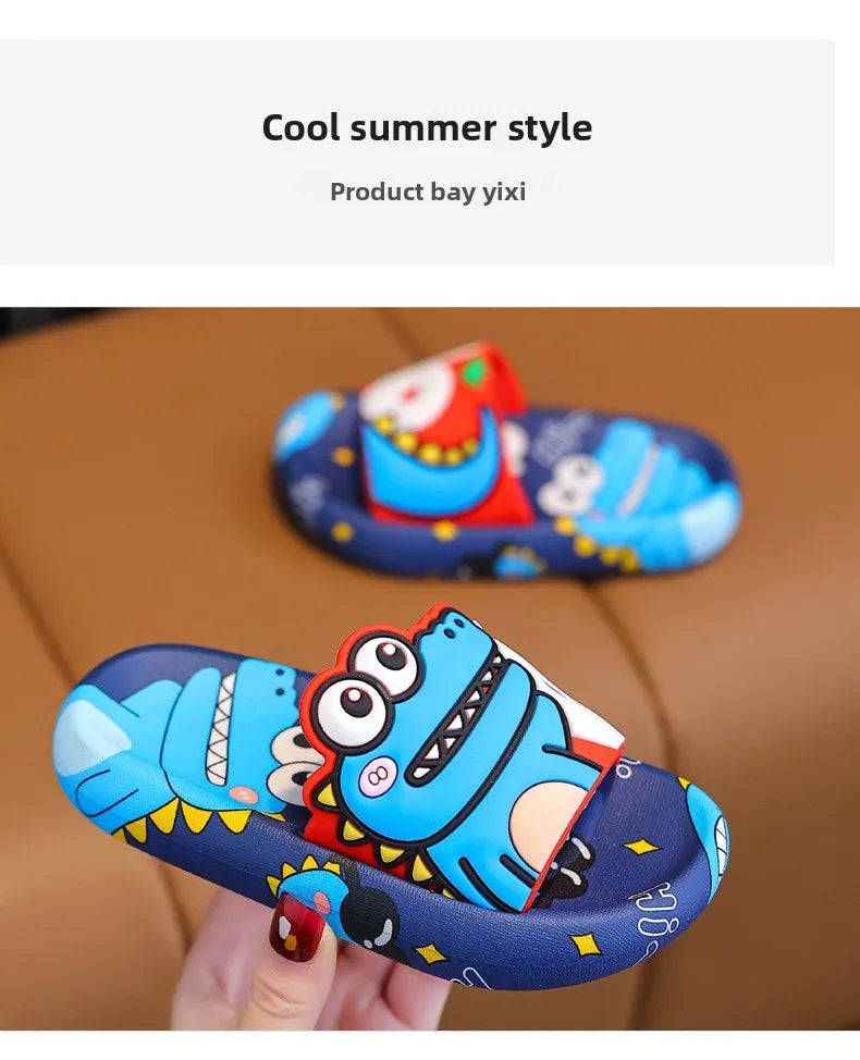 Cartoon Dinosaur Children Slippers Boy Girls Casual Shoes Flat Beach Water Shoes Indoor Soft Kids Cute Flip Flops for Boy Girl by DERILUJA LLC