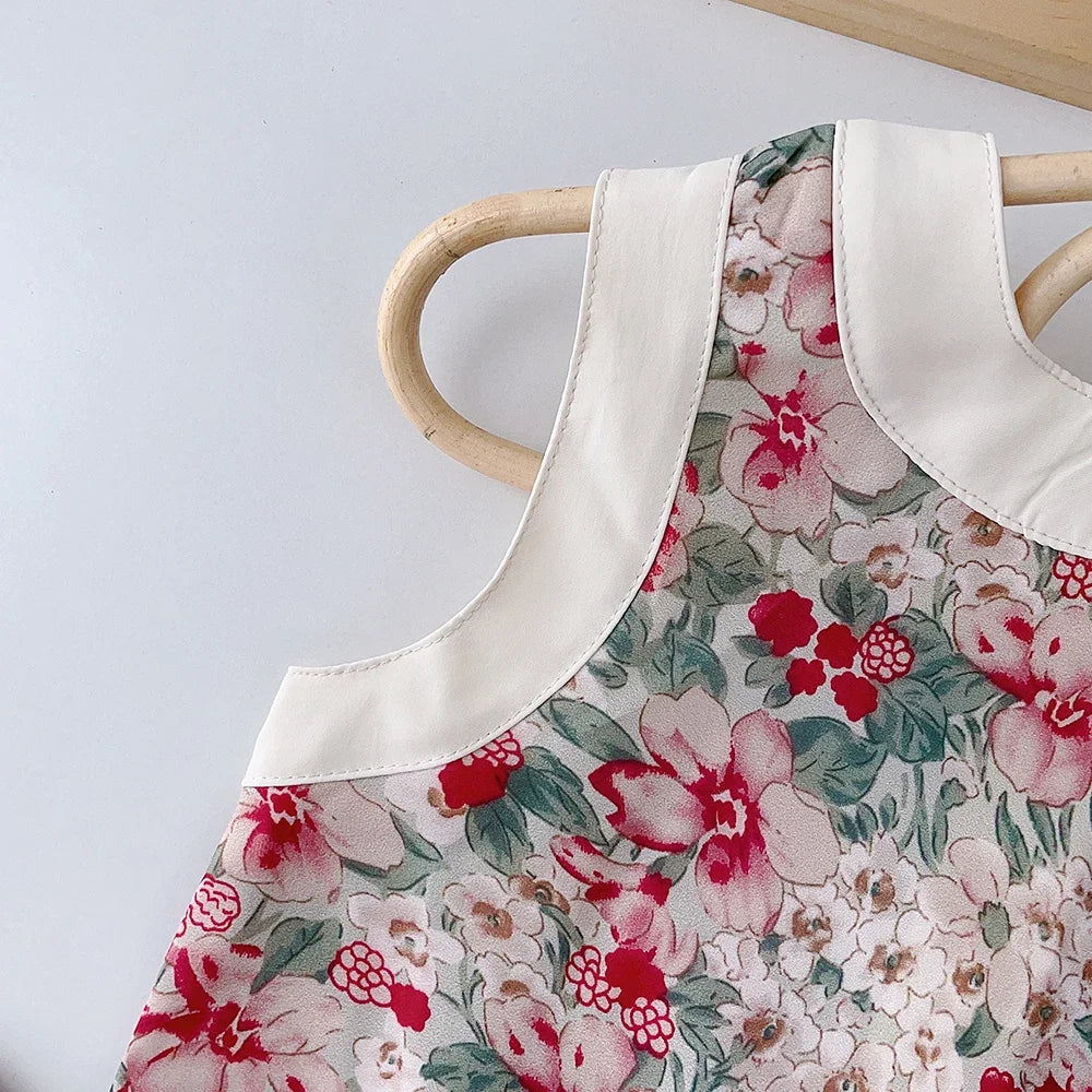 Summer Princess Party Dress Crew Neck Toddler Girls Sundress Kids Clothes by DERILUJA LLC