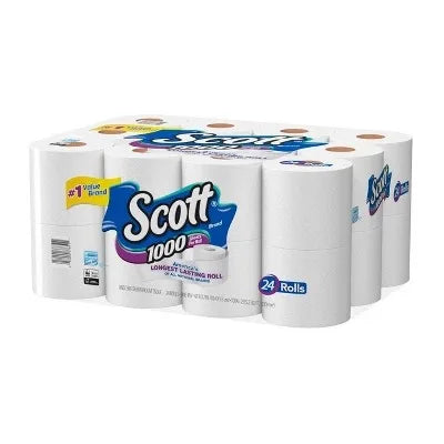 Toilet Paper 1-Ply, 4 Rolls, 1000 Sheets Per Roll, Septic-Safe Clog-Free Bath Tissue for Low-Flow Toilets by DERILUJA LLC