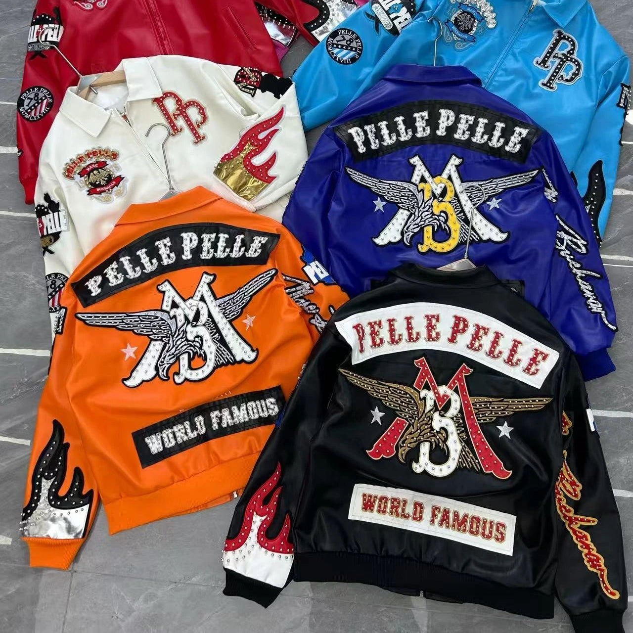 Hip-hop eagle embroidery leather jackets cool flame decoration baseball streetwear autumn and winter jacket men clothing by DERILUJA LLC