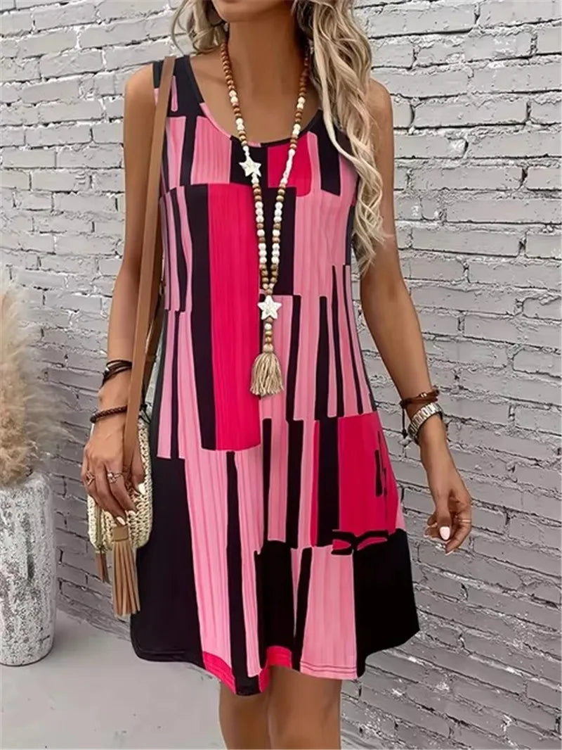 Fashion Plaid Graphic Women Mini Dresses Summer Sleeveless 3D Printed High Street Ladies A-Line Dress 3XL Big Size Casual Dress 2026 by DERILUJA LLC