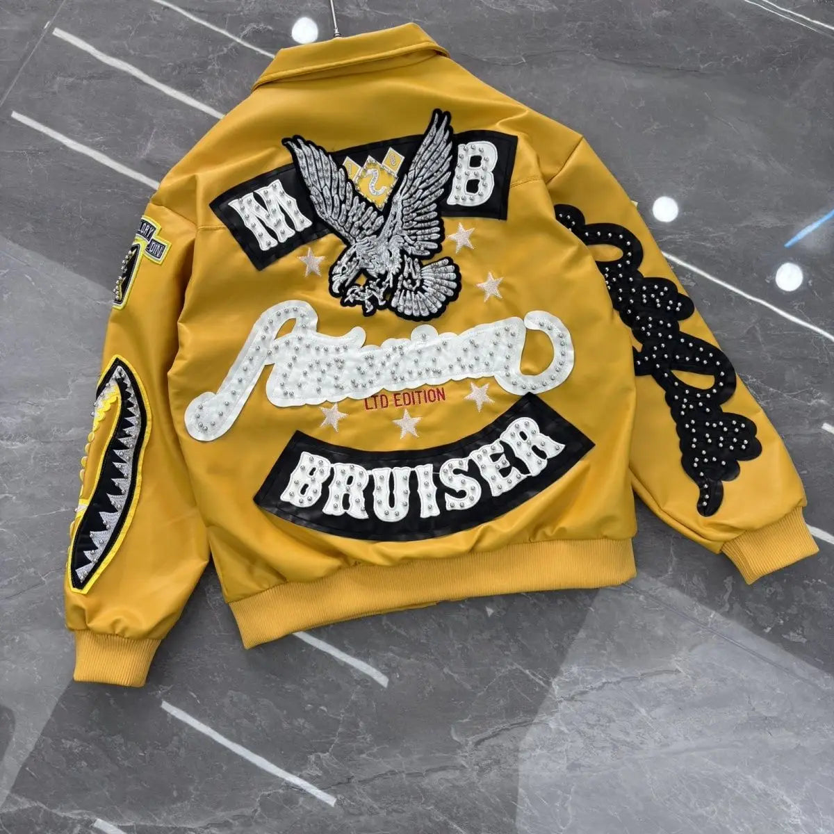 Heavy Industry Embroidery American Retro Motorcycle Coat Men's and Women's Stand Collar Flight Jacket Leather Jacket New Coat by DERILUJA LLC