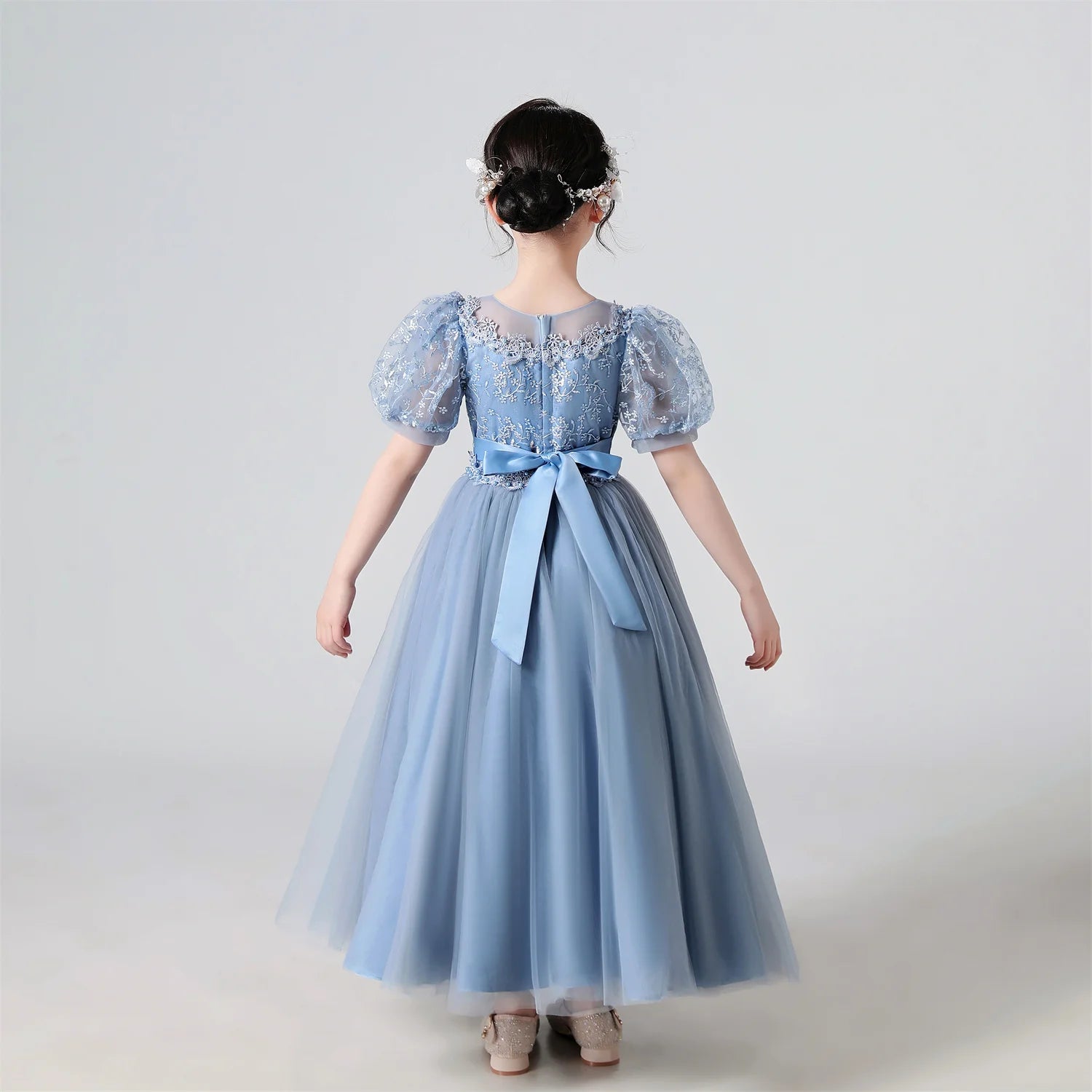 Girl Flower Dress Lace Embroidered Wedding Princess Dress Host Performance Costume Gown Christmas Party Evening Dresses by DERILUJA LLC