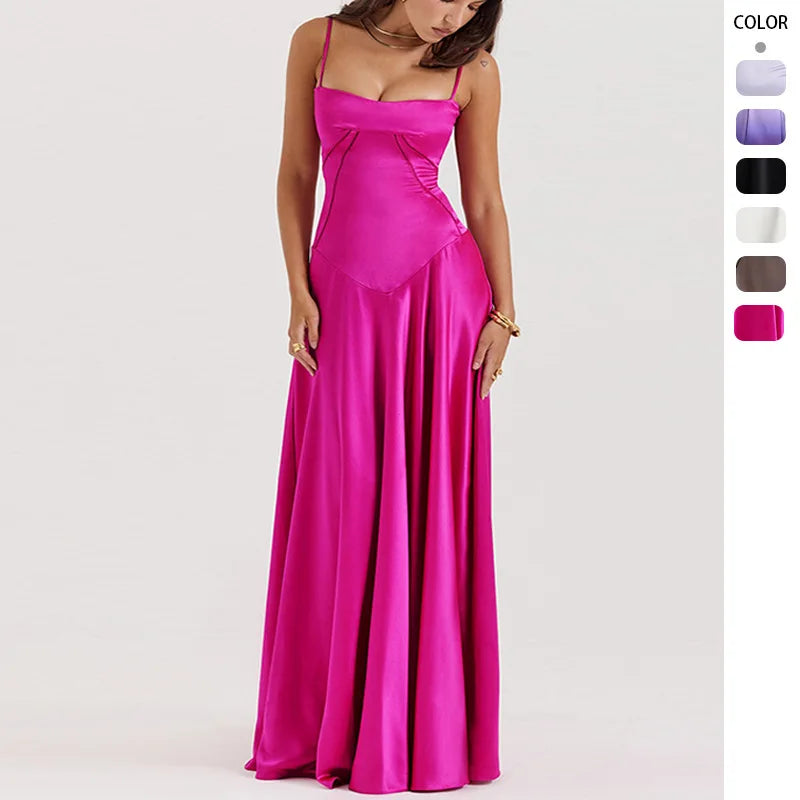 Women's new sexy slip dress slim backless dress long evening dress for women by DERILUJA LLC