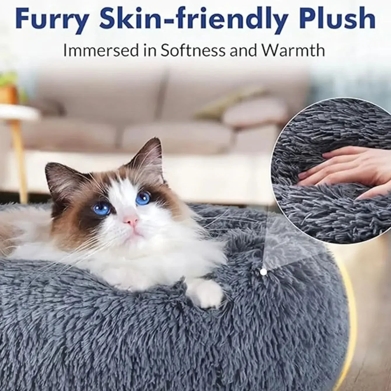 40-90cm Round Pet Bed for Large Dog Bed Super Soft Cat Bed Long Plush Dog House for Medium Dog House Winter Warm Sleeping by Badon Shop LLC