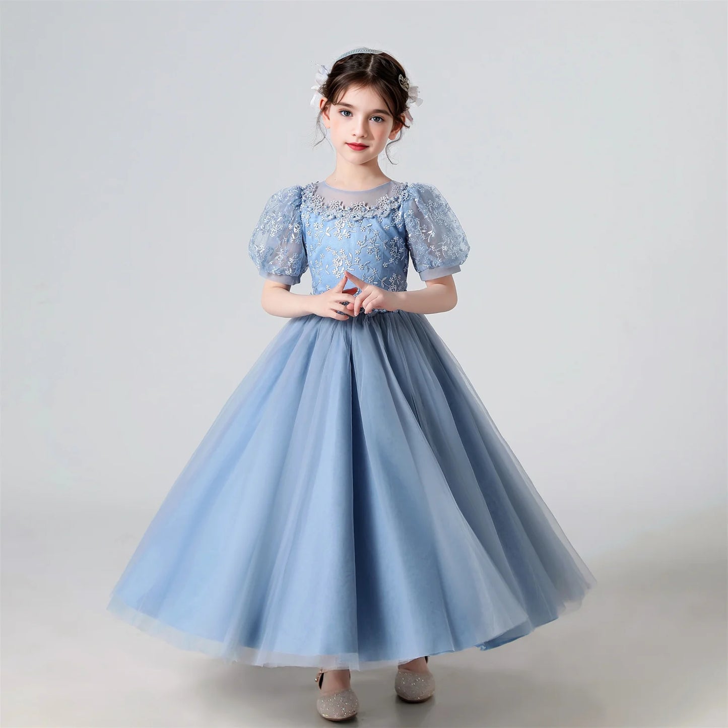 Girl Flower Dress Lace Embroidered Wedding Princess Dress Host Performance Costume Gown Christmas Party Evening Dresses by DERILUJA LLC